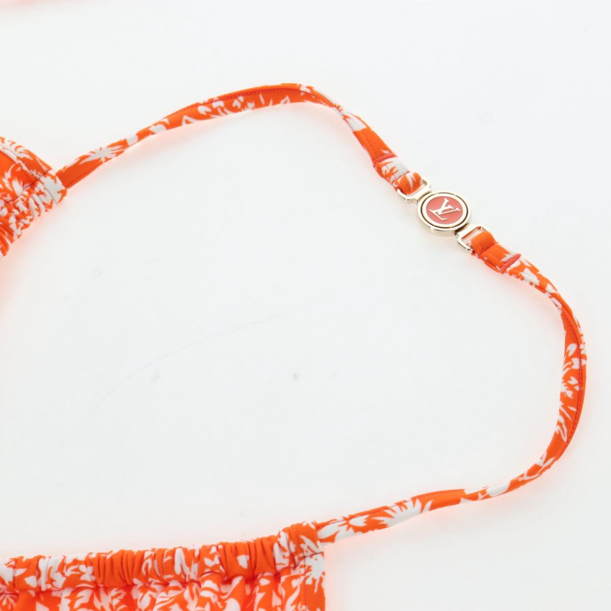 LOUIS VUITTON Swimwear Bikini Polyester Orange White LV Auth 202126M