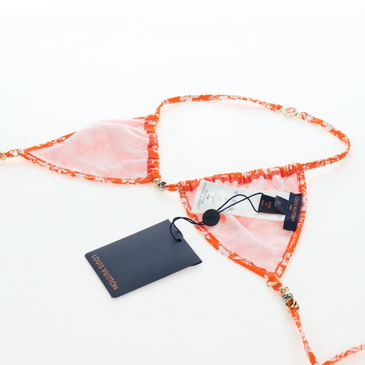 LOUIS VUITTON Swimwear Bikini Polyester Orange White LV Auth 202126M