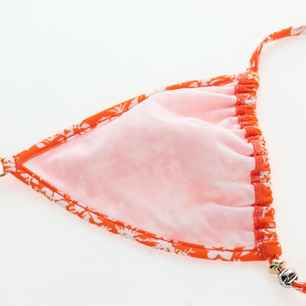 LOUIS VUITTON Swimwear Bikini Polyester Orange White LV Auth 202126M