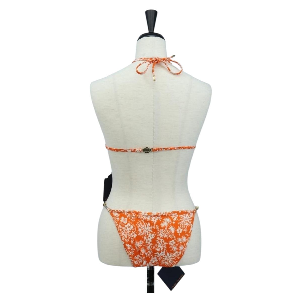 LOUIS VUITTON Swimwear Bikini Polyester Orange White LV Auth 202126M