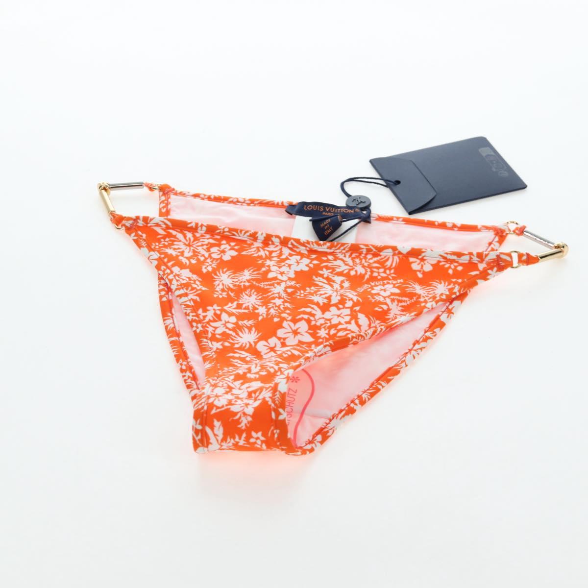 LOUIS VUITTON Swimwear Bikini Polyester Orange White LV Auth 202126M