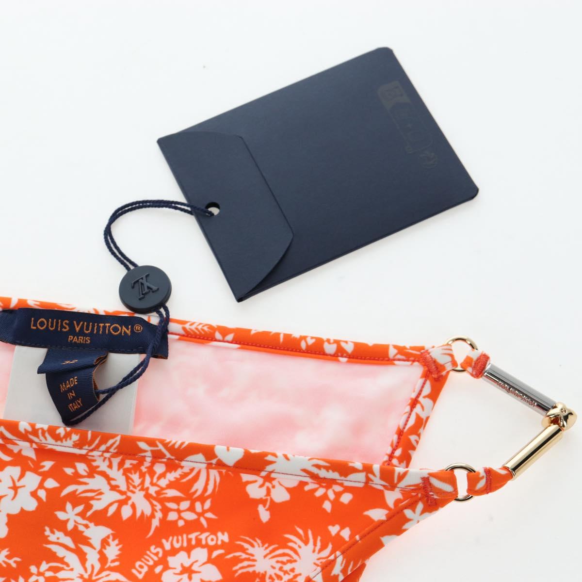 LOUIS VUITTON Swimwear Bikini Polyester Orange White LV Auth 202126M