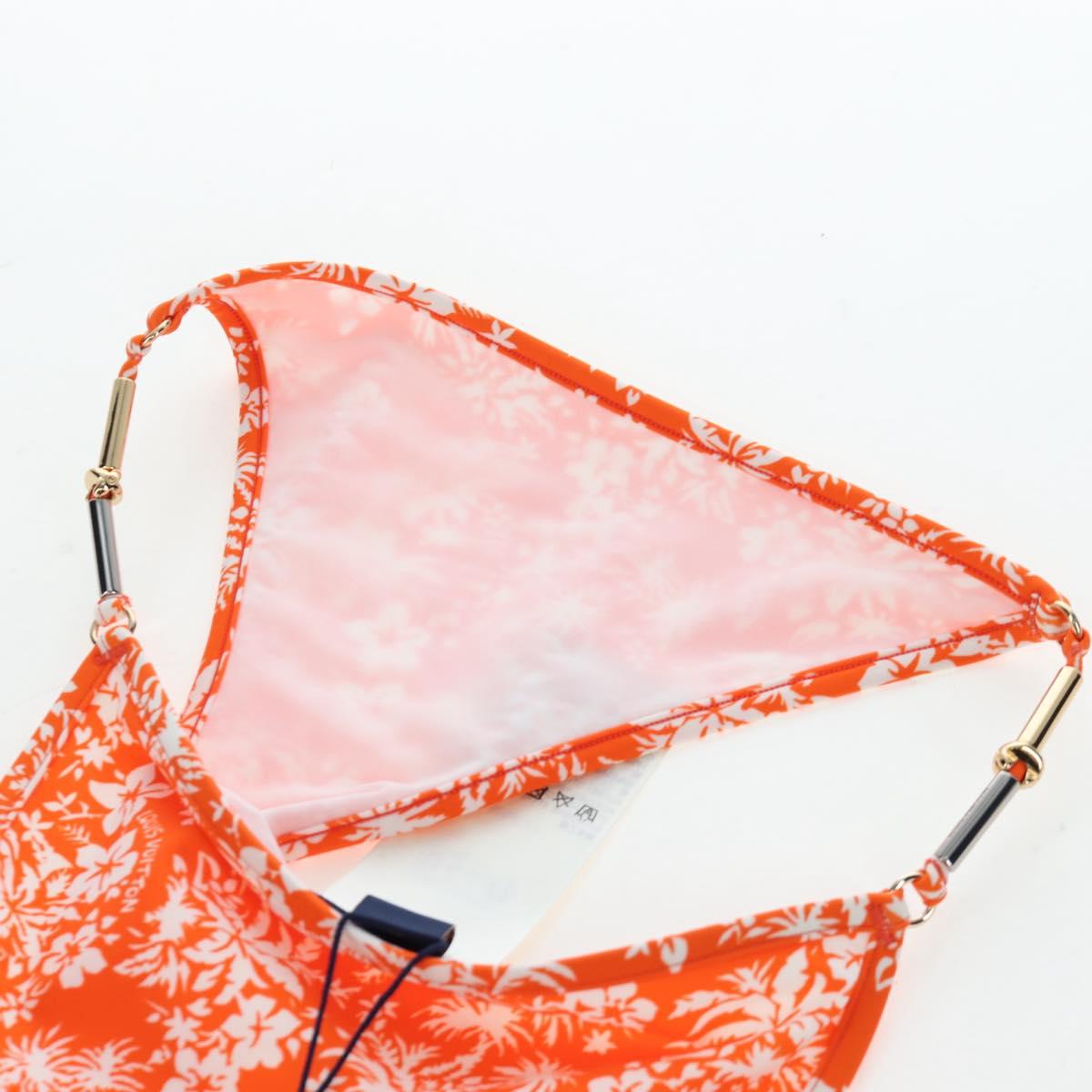 LOUIS VUITTON Swimwear Bikini Polyester Orange White LV Auth 202126M