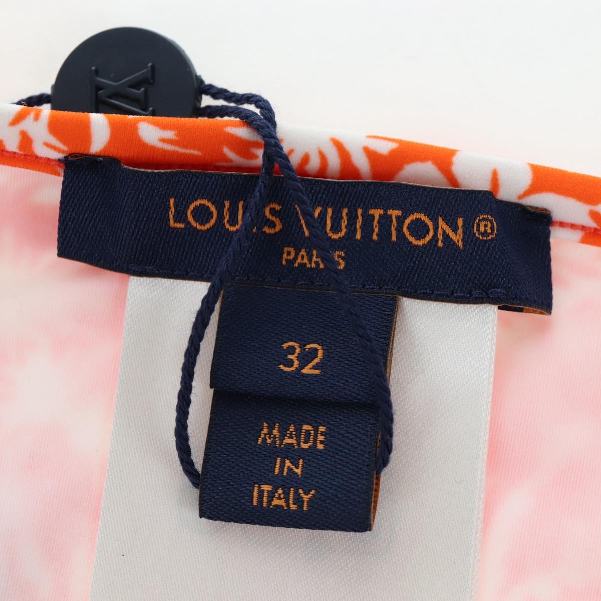 LOUIS VUITTON Swimwear Bikini Polyester Orange White LV Auth 202126M
