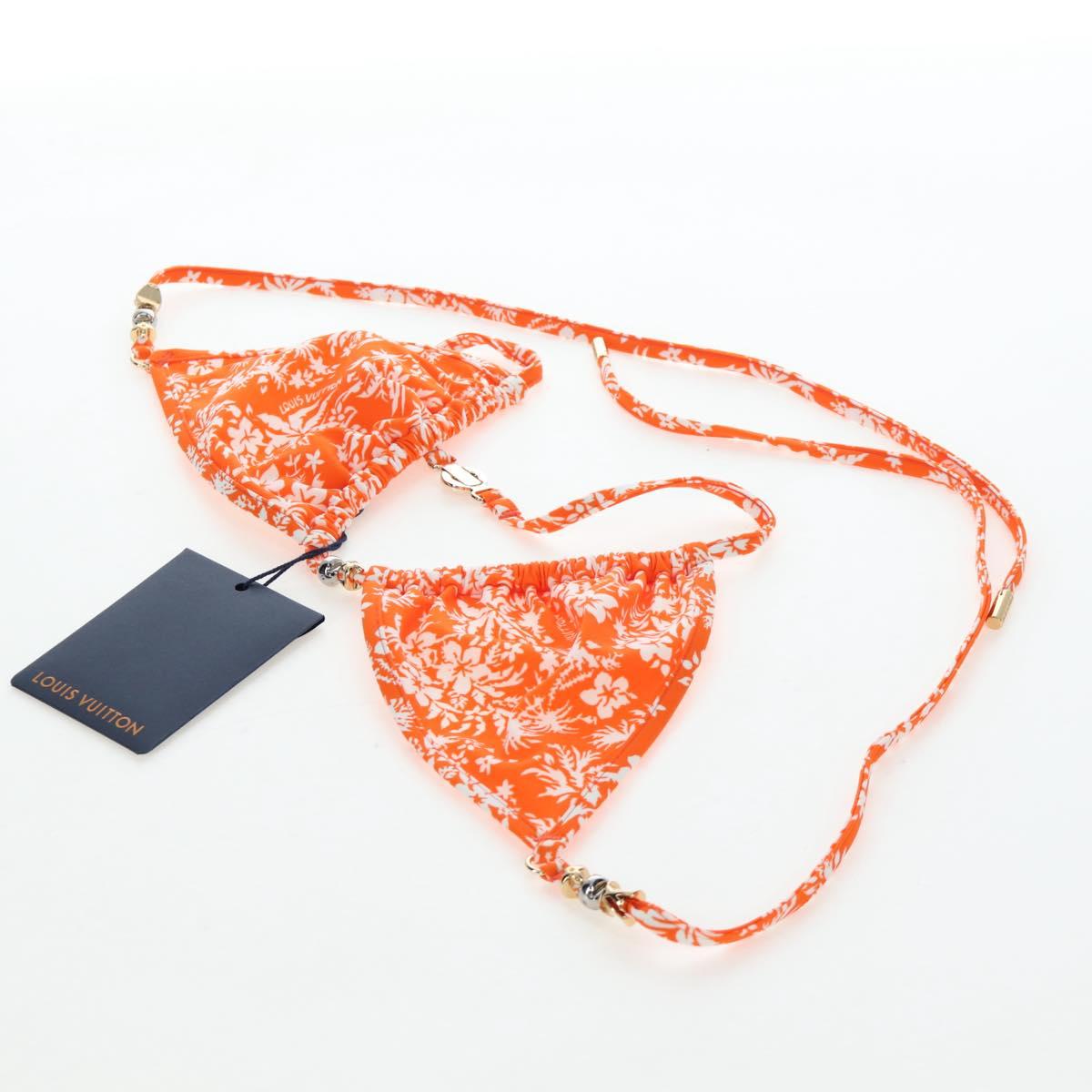 LOUIS VUITTON Swimwear Bikini Polyester Orange White LV Auth 202126M