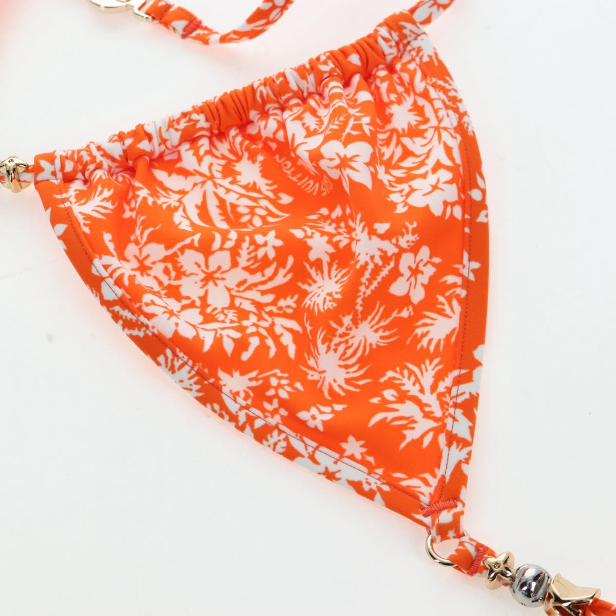 LOUIS VUITTON Swimwear Bikini Polyester Orange White LV Auth 202126M