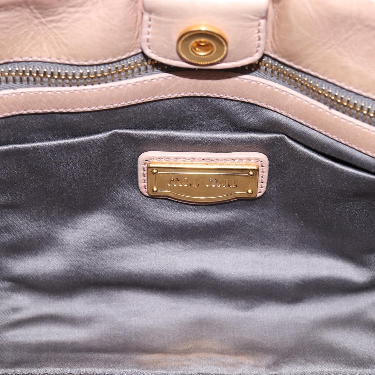Miu Miu Vitellolux Hand Bag Leather 2way Beige Gold Auth 202127V