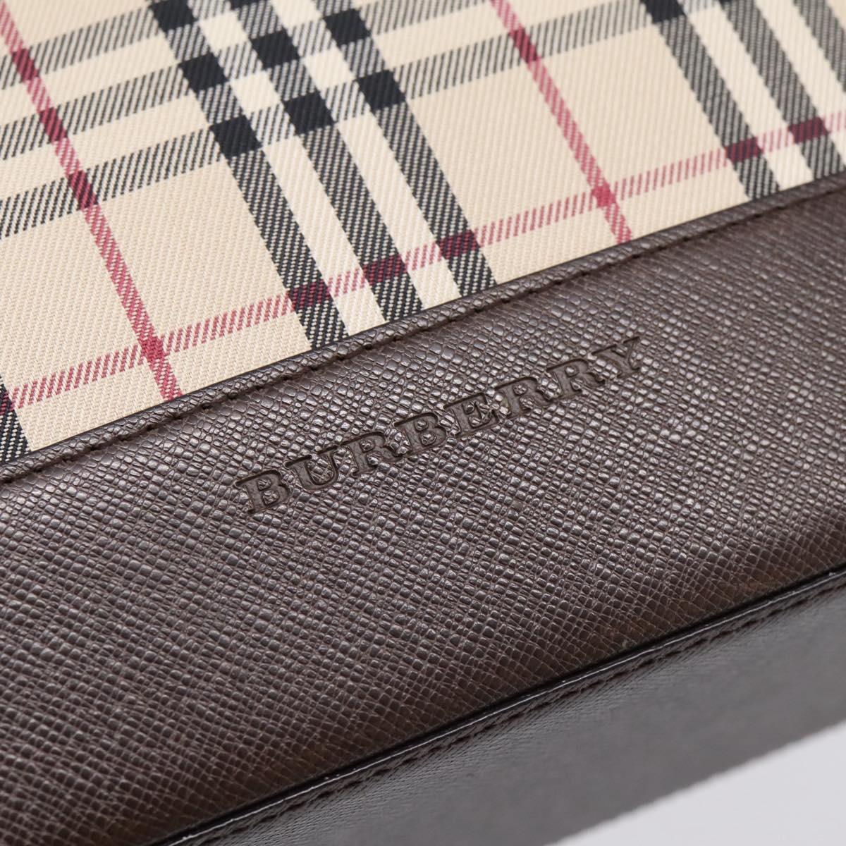 BURBERRY Nova Check Hand Bag Canvas Beige Silver Auth 202135