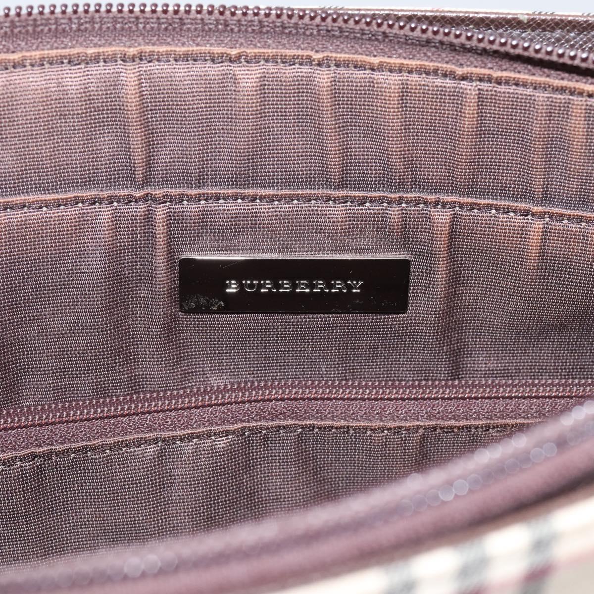 BURBERRY Nova Check Hand Bag Canvas Beige Silver Auth 202135