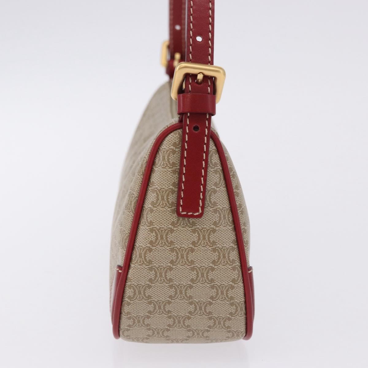 CELINE Macadam Canvas Accessory Pouch PVC Beige Gold Auth 202136V