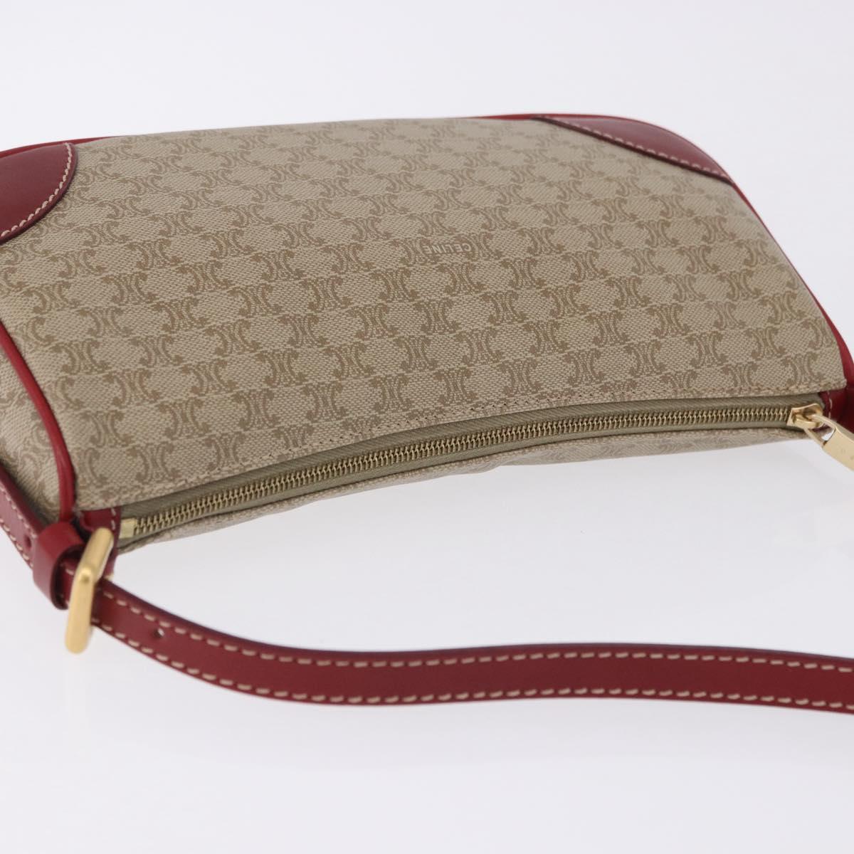 CELINE Macadam Canvas Accessory Pouch PVC Beige Gold Auth 202136V