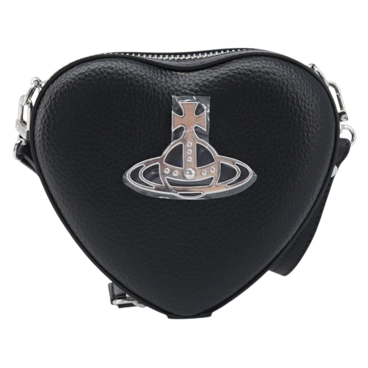 Vivienne Westwood Shoulder Bag Leather Black Silver Auth 202138V
