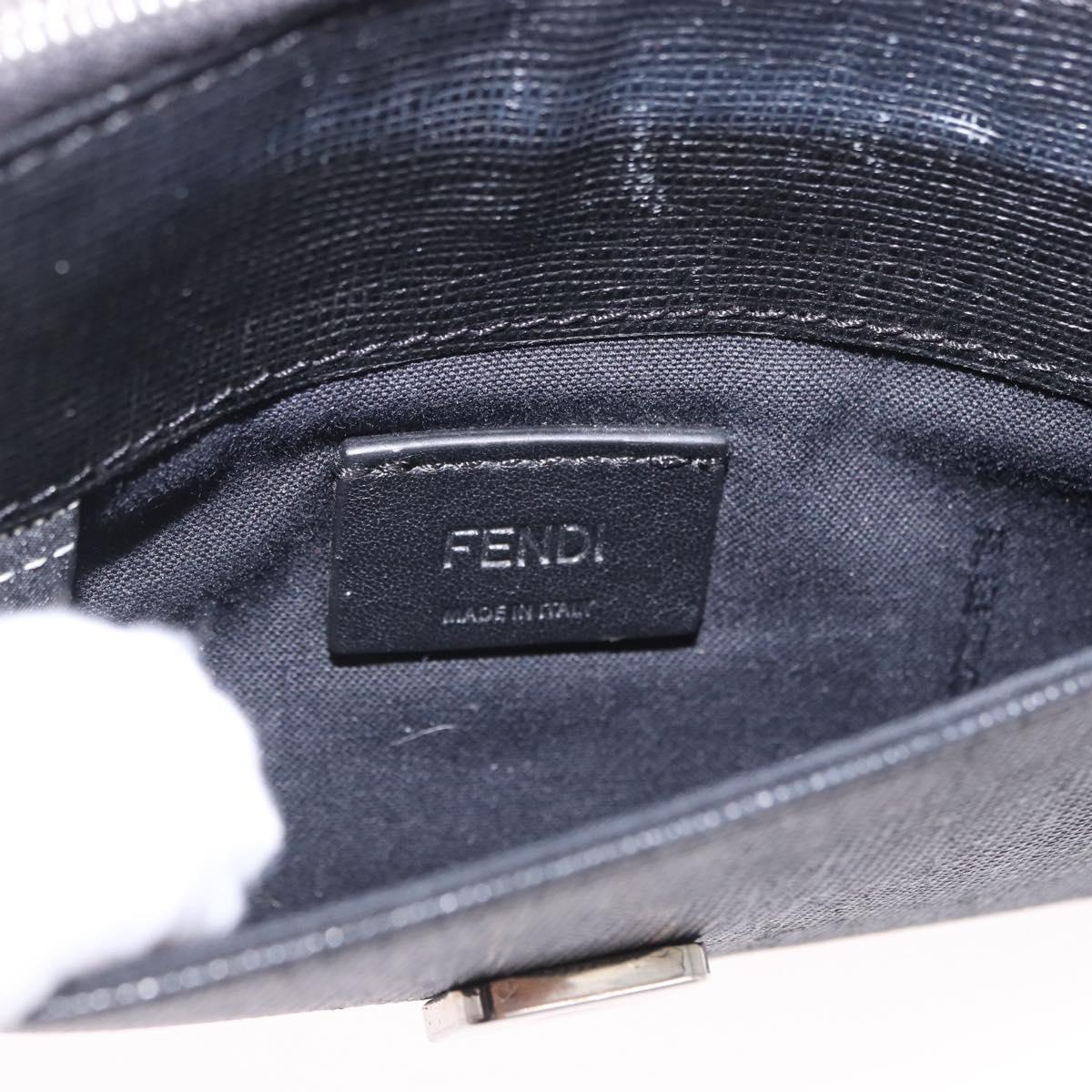 FENDI Chain Shoulder Bag Leather Black Silver 8M0346 Auth 202140