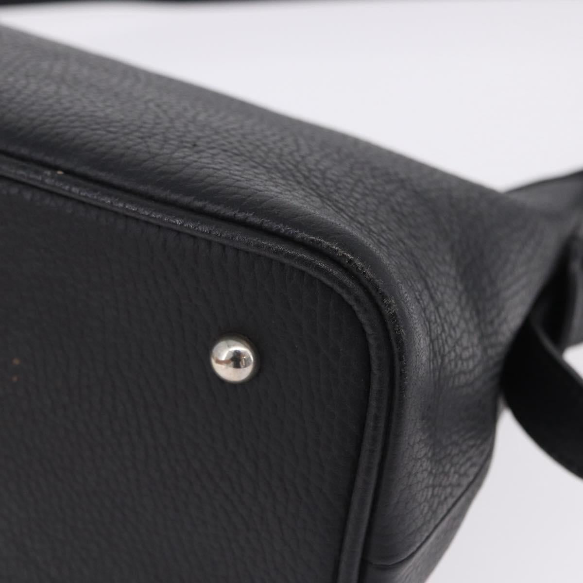 BURBERRY Shoulder Bag Leather Black Silver Auth 202141A