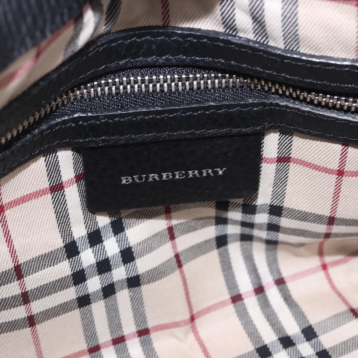 BURBERRY Shoulder Bag Leather Black Silver Auth 202141A