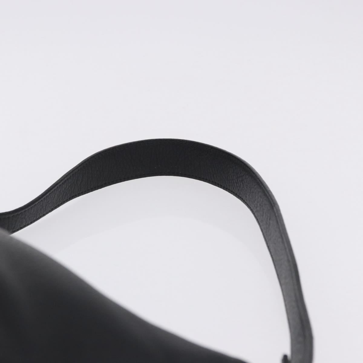 BURBERRY Shoulder Bag Leather Black Silver Auth 202141A