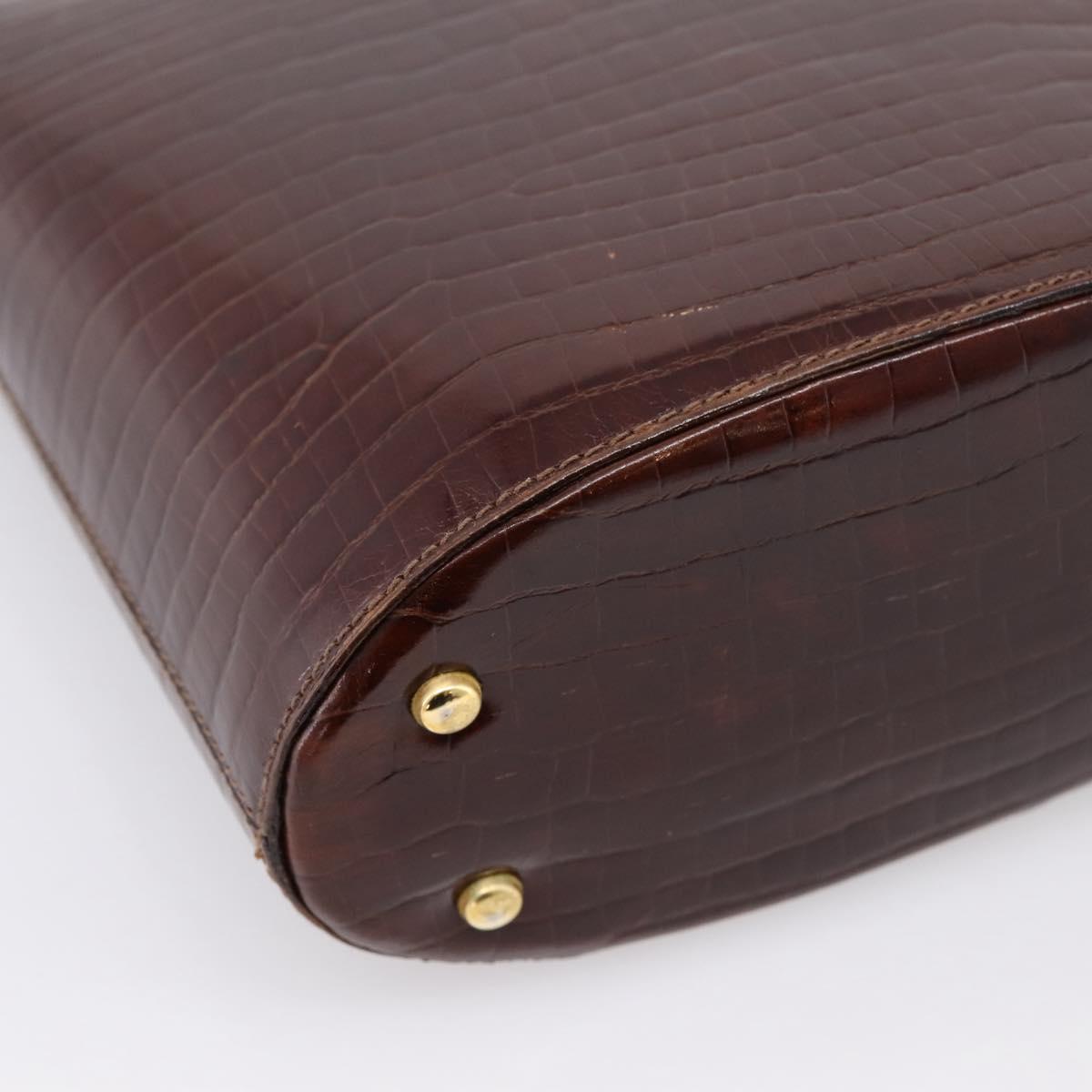 CELINE Shoulder Bag Leather Brown Gold Tone Auth 202143A