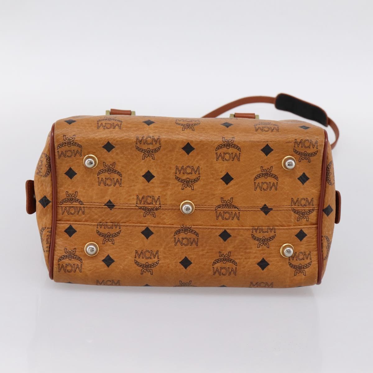 MCM Vicetos Hand Bag PVC Leather 2way Brown Gold Tone Auth 202145A