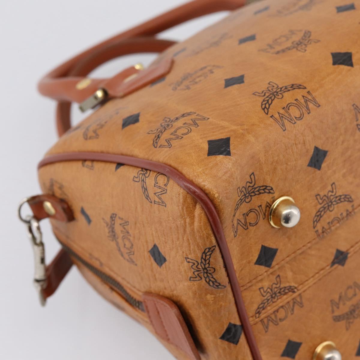 MCM Vicetos Hand Bag PVC Leather 2way Brown Gold Tone Auth 202145A