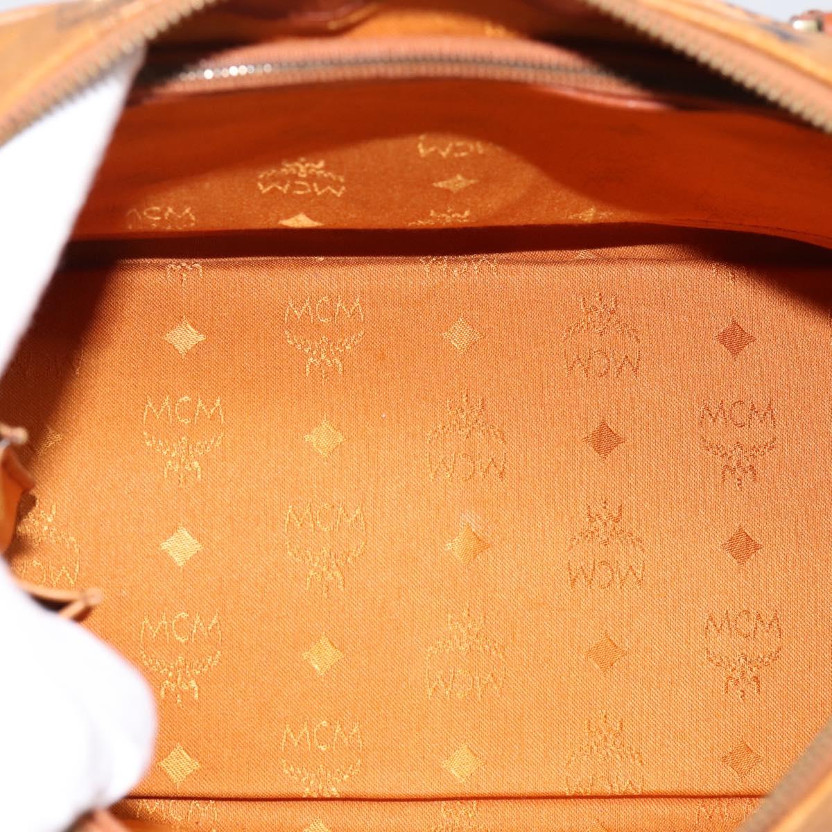 MCM Vicetos Hand Bag PVC Leather 2way Brown Gold Tone Auth 202145A