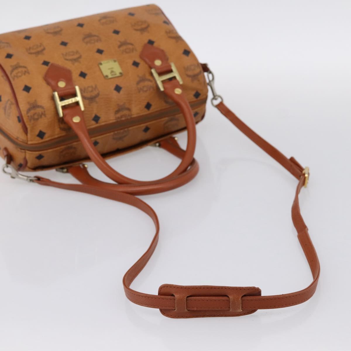 MCM Vicetos Hand Bag PVC Leather 2way Brown Gold Tone Auth 202145A