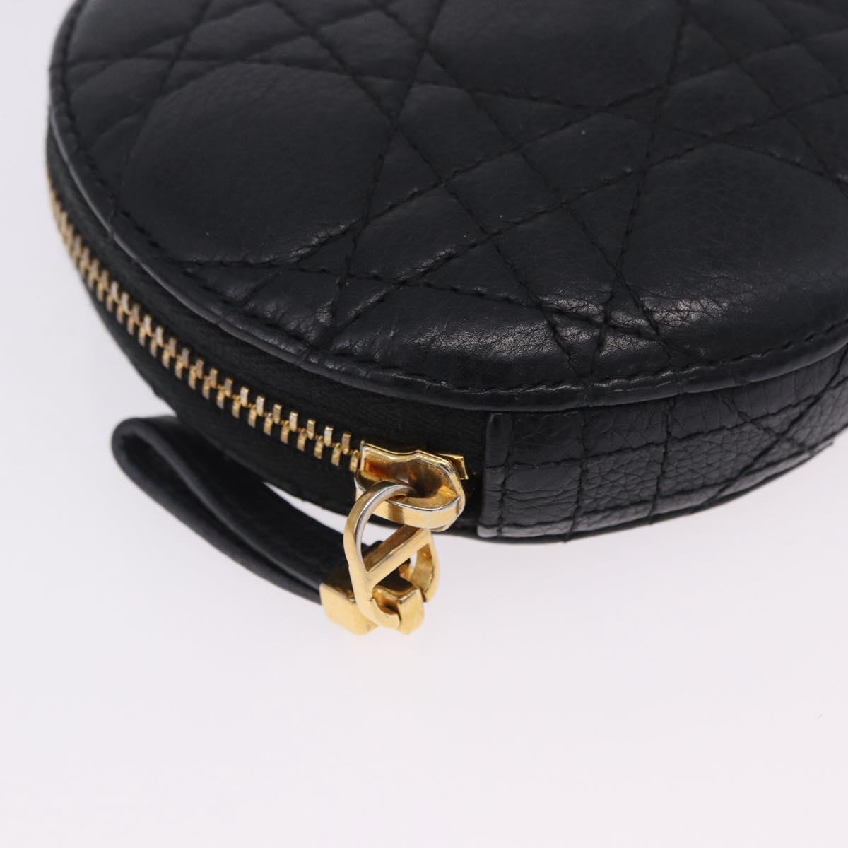 Christian Dior Canage Chain Shoulder Bag Leather Black Gold Auth 202146V