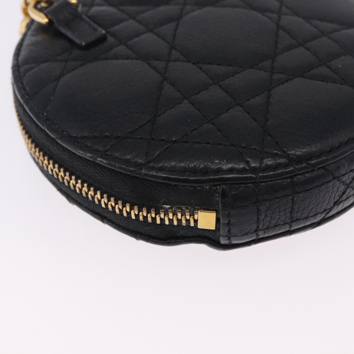 Christian Dior Canage Chain Shoulder Bag Leather Black Gold Auth 202146V