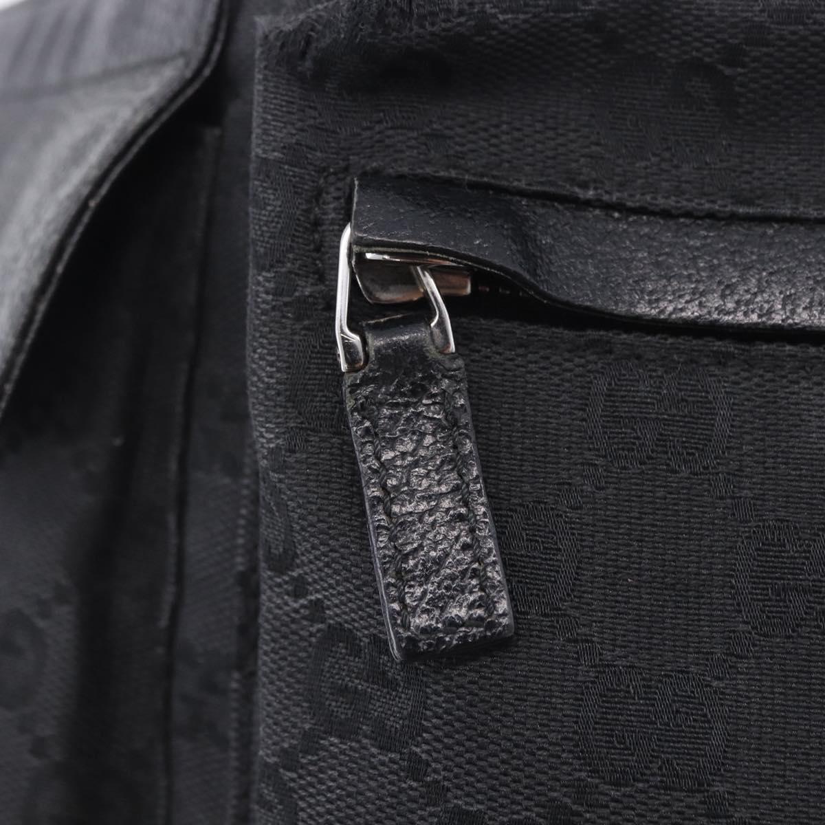 GUCCI GG Canvas Waist Bag Black Silver 28566 Auth 202152