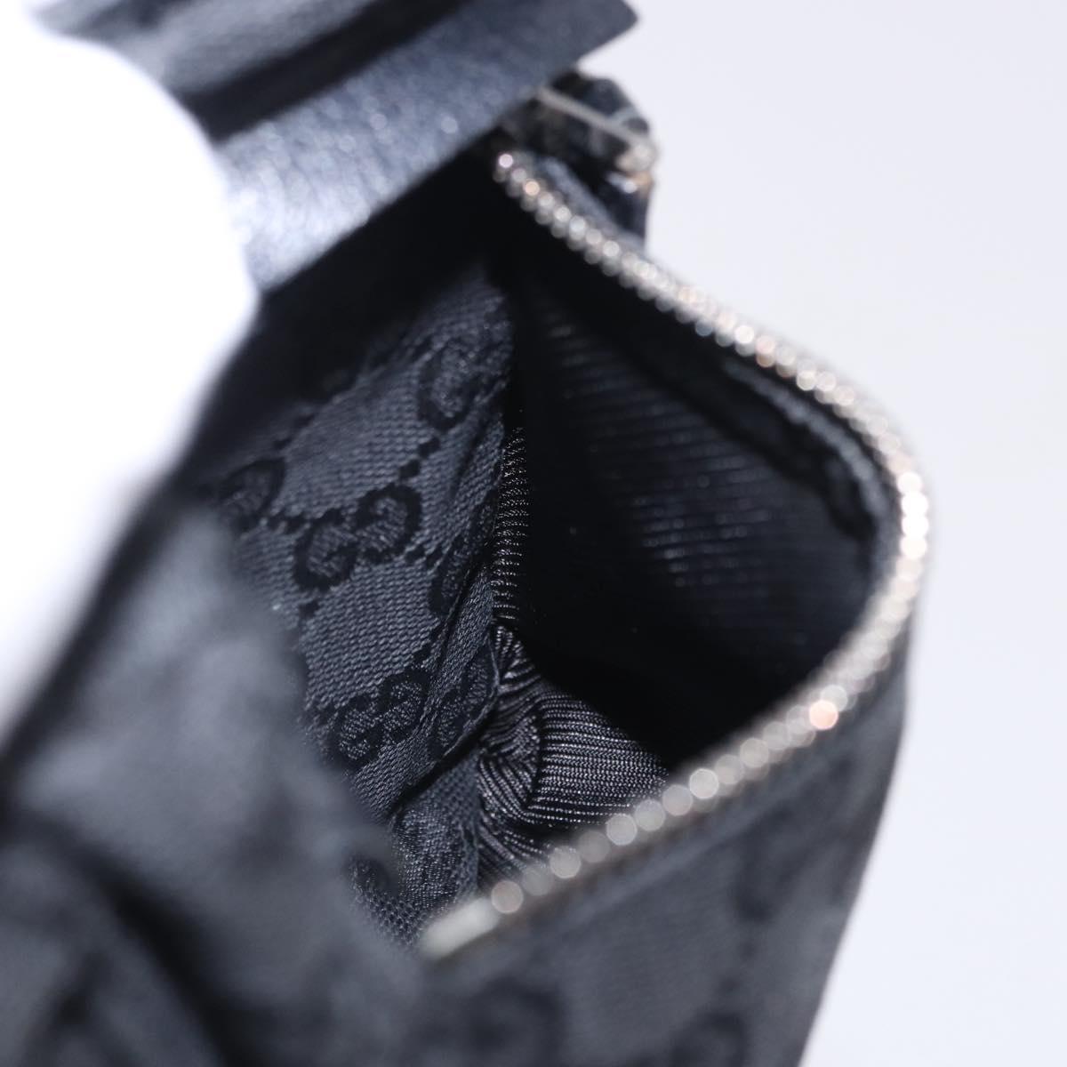 GUCCI GG Canvas Waist Bag Black Silver 28566 Auth 202152