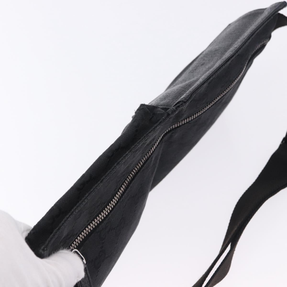 GUCCI GG Canvas Waist Bag Black Silver 28566 Auth 202152