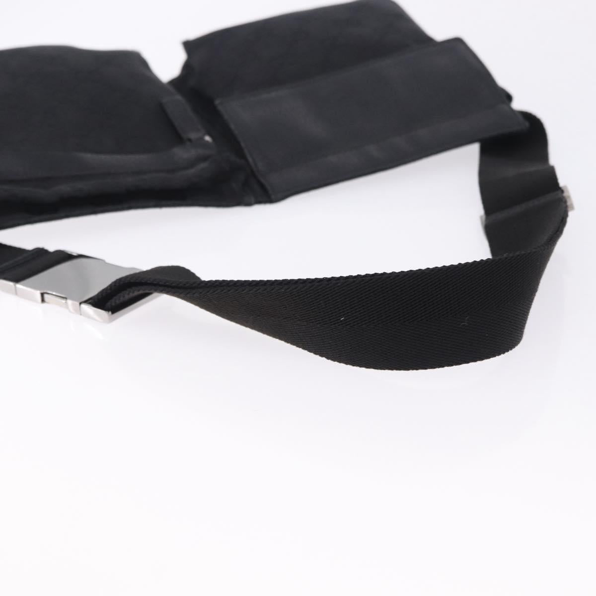 GUCCI GG Canvas Waist Bag Black Silver 28566 Auth 202152
