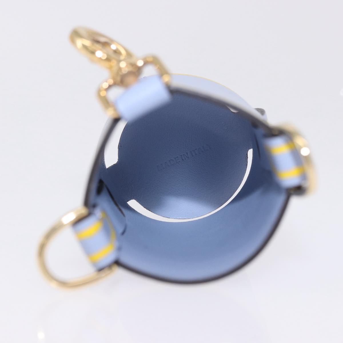 FENDI Dispenser Holder Pouch Leather Light Blue Gold Auth 202153M