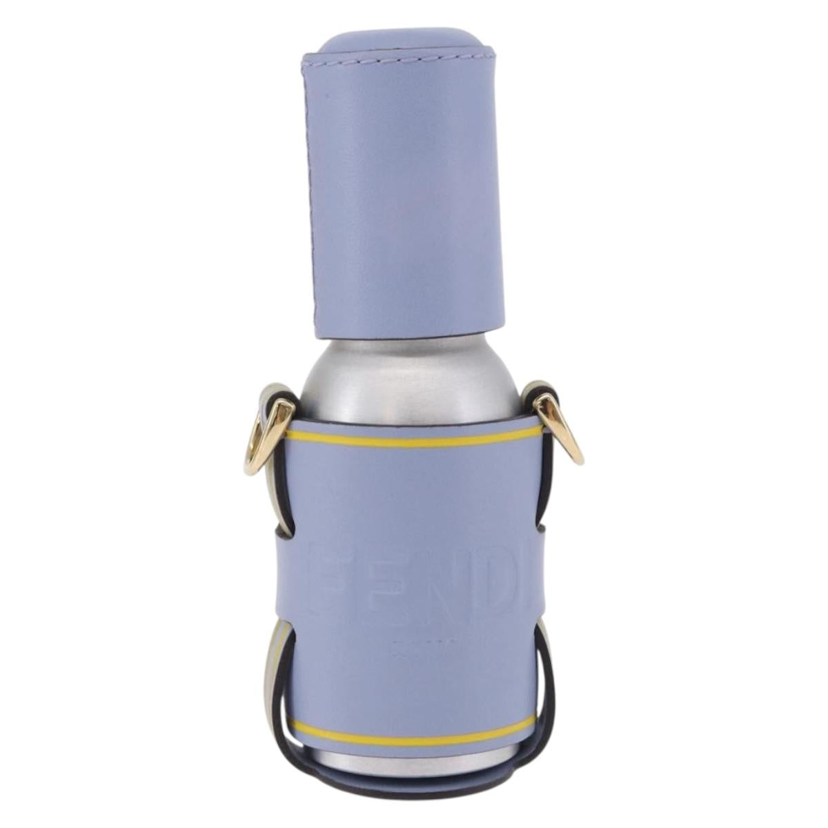 FENDI Dispenser Holder Pouch Leather Light Blue Gold Auth 202153M