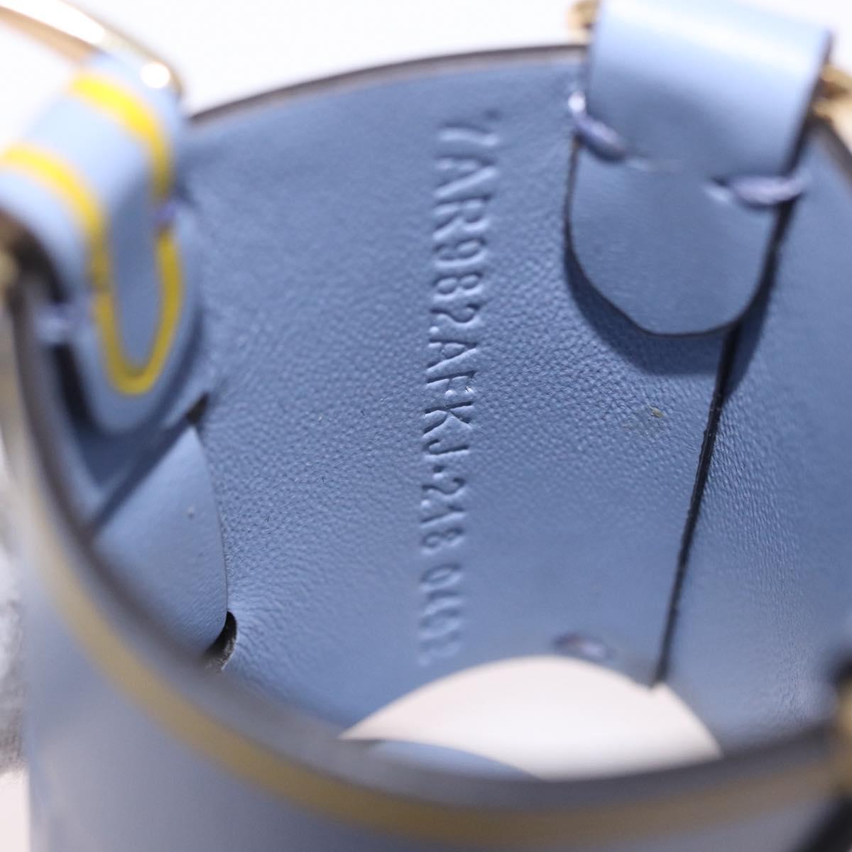 FENDI Dispenser Holder Pouch Leather Light Blue Gold Auth 202153M