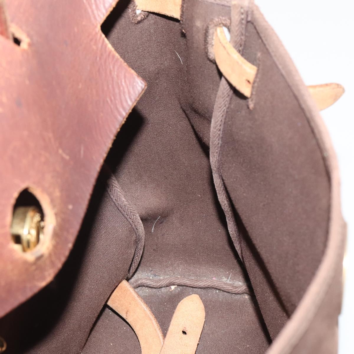 HERMES Herbag Ad Backpack Canvas 2way Brown Gold Tone Auth 202155
