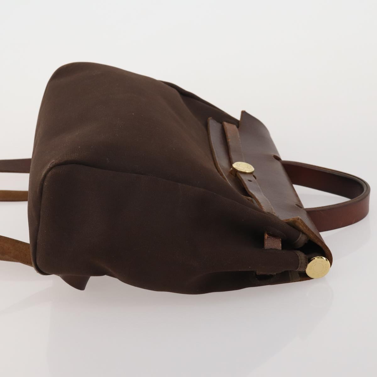 HERMES Herbag Ad Backpack Canvas 2way Brown Gold Tone Auth 202155
