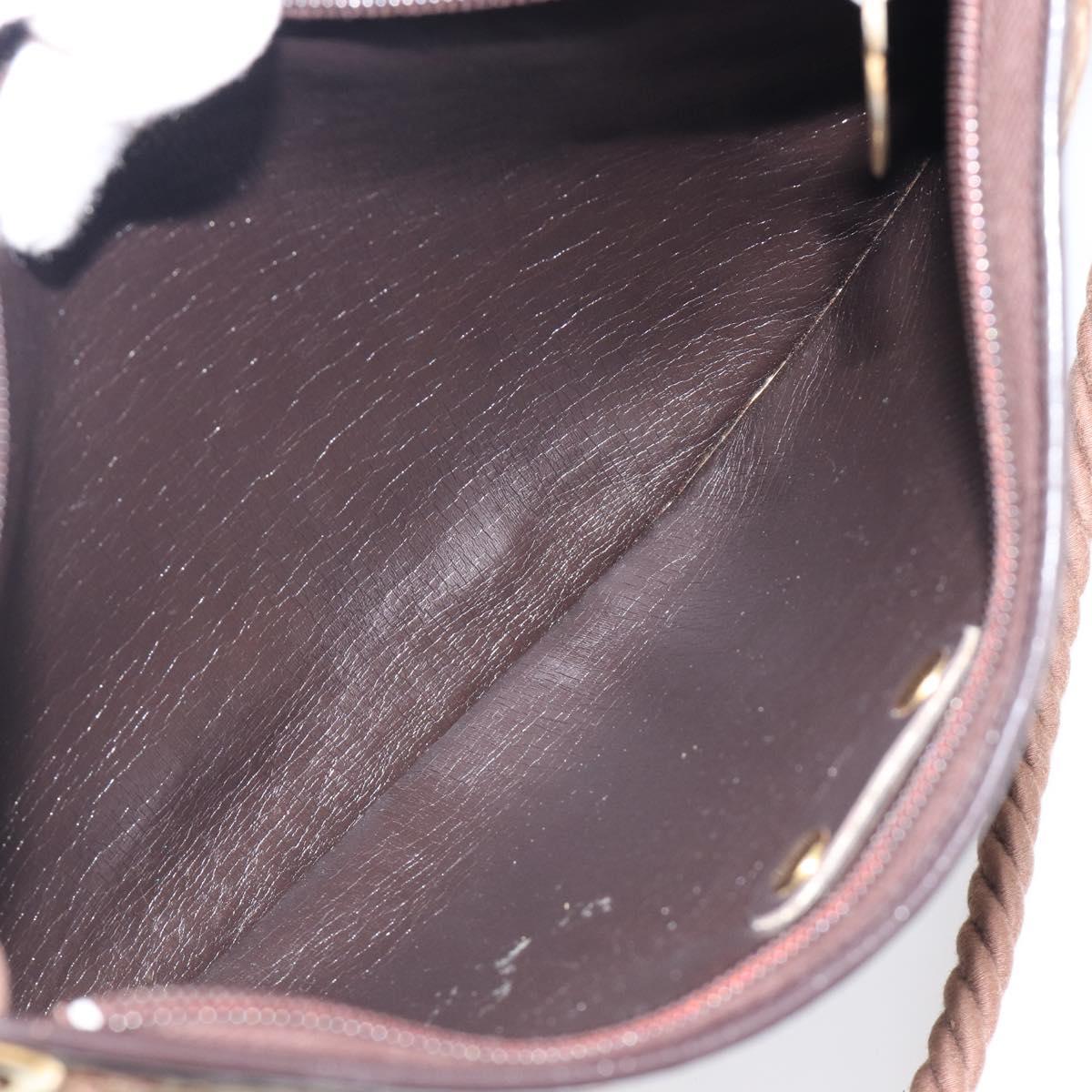 Christian Dior Trotter Canvas Shoulder Bag Brown Gold Auth 202158V