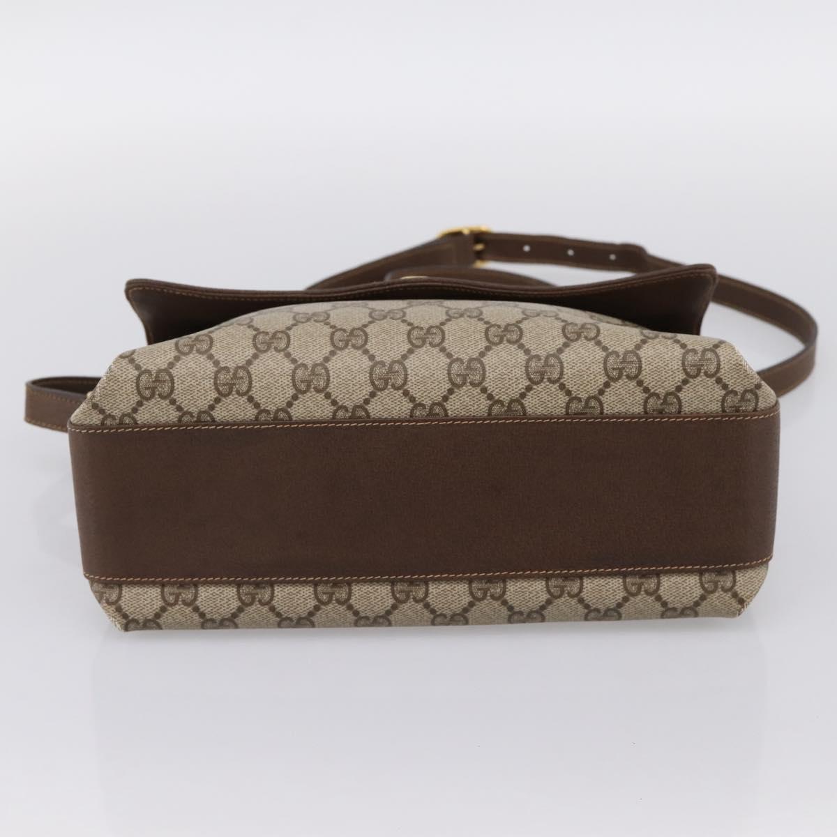 GUCCI GG Supreme Web Sherry Shoulder Bag PVC Beige Gold 904 02 084 Auth 202159
