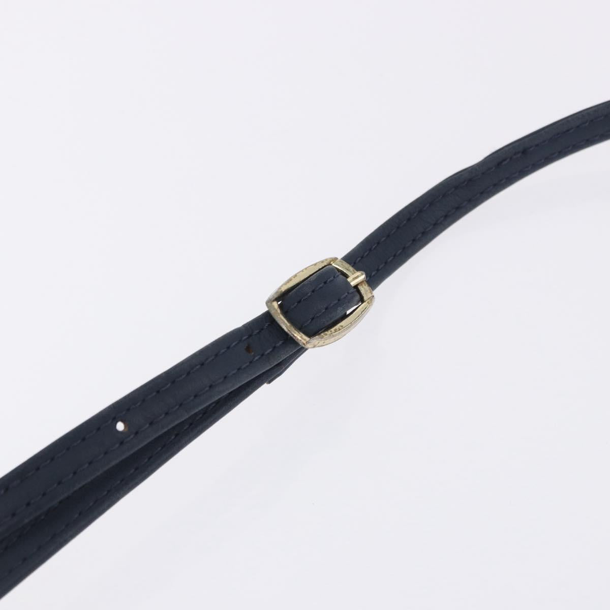 Christian Dior Shoulder Bag Leather Navy Gold Tone Auth 202161
