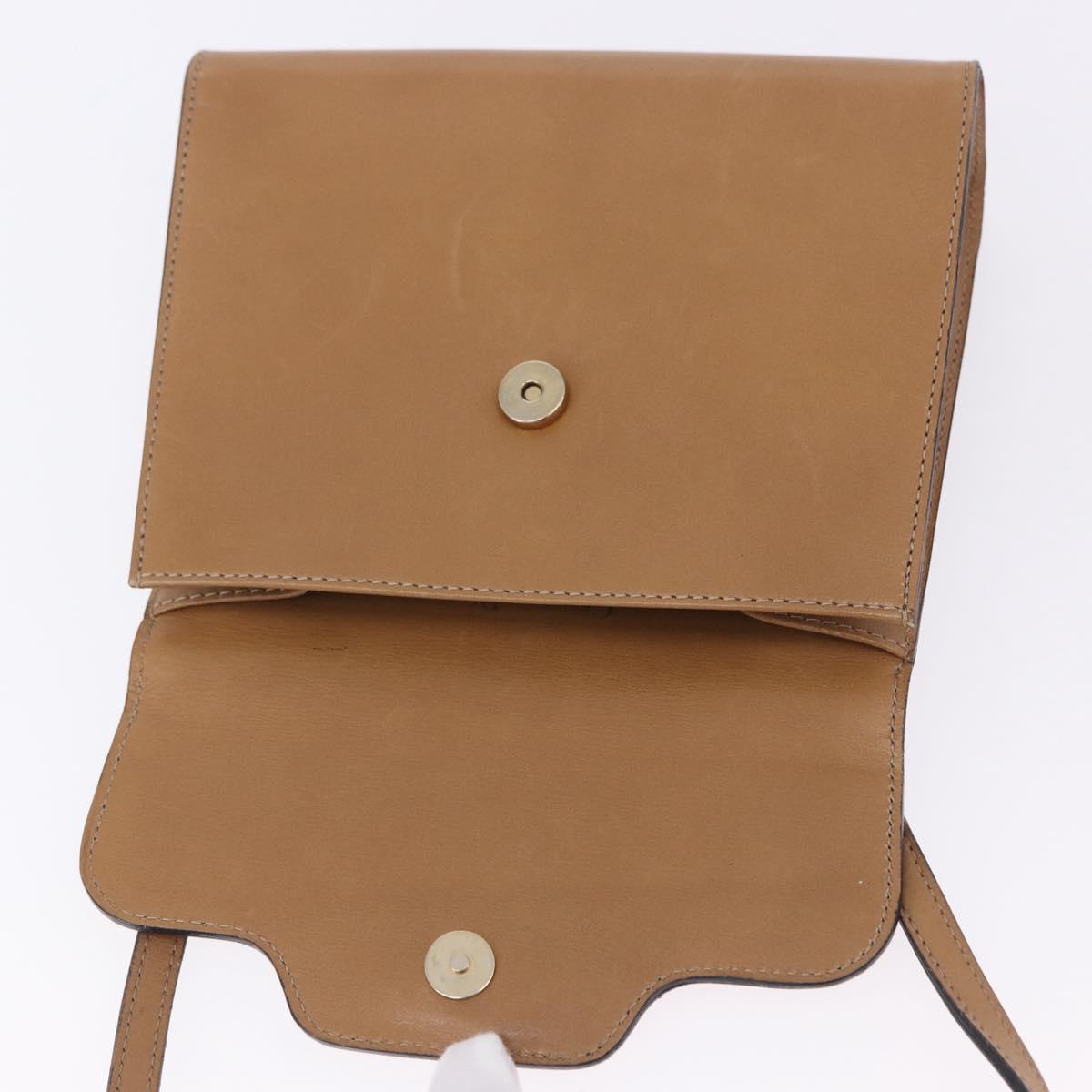 Christian Dior Shoulder Bag Leather Beige Gold Tone Auth 202162A