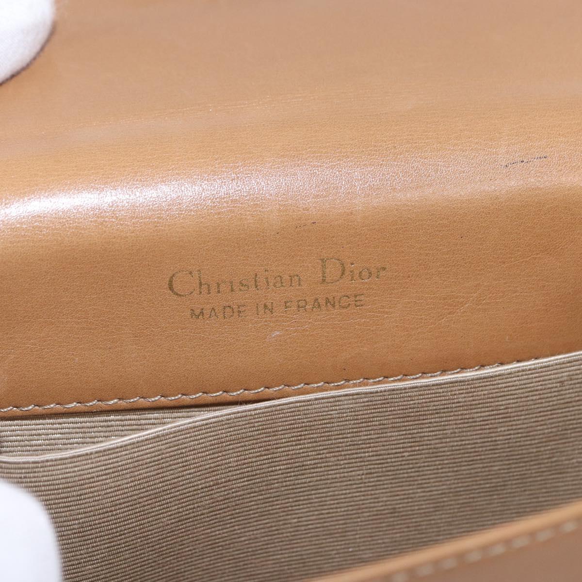 Christian Dior Shoulder Bag Leather Beige Gold Tone Auth 202162A