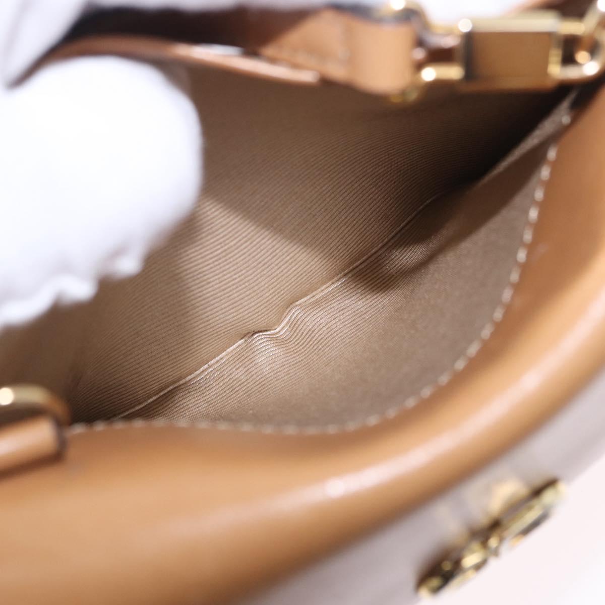 Christian Dior Shoulder Bag Leather Beige Gold Tone Auth 202162A