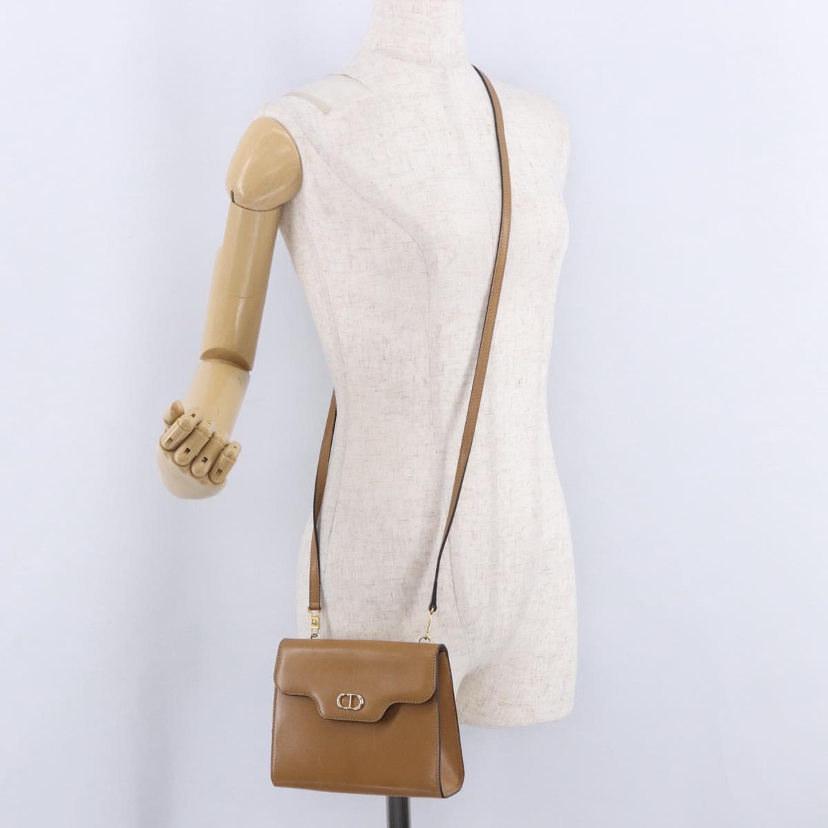 Christian Dior Shoulder Bag Leather Beige Gold Tone Auth 202162A