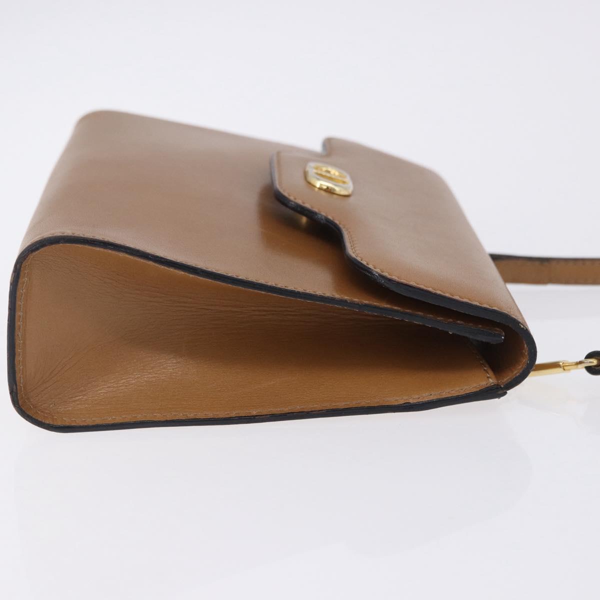 Christian Dior Shoulder Bag Leather Beige Gold Tone Auth 202162A