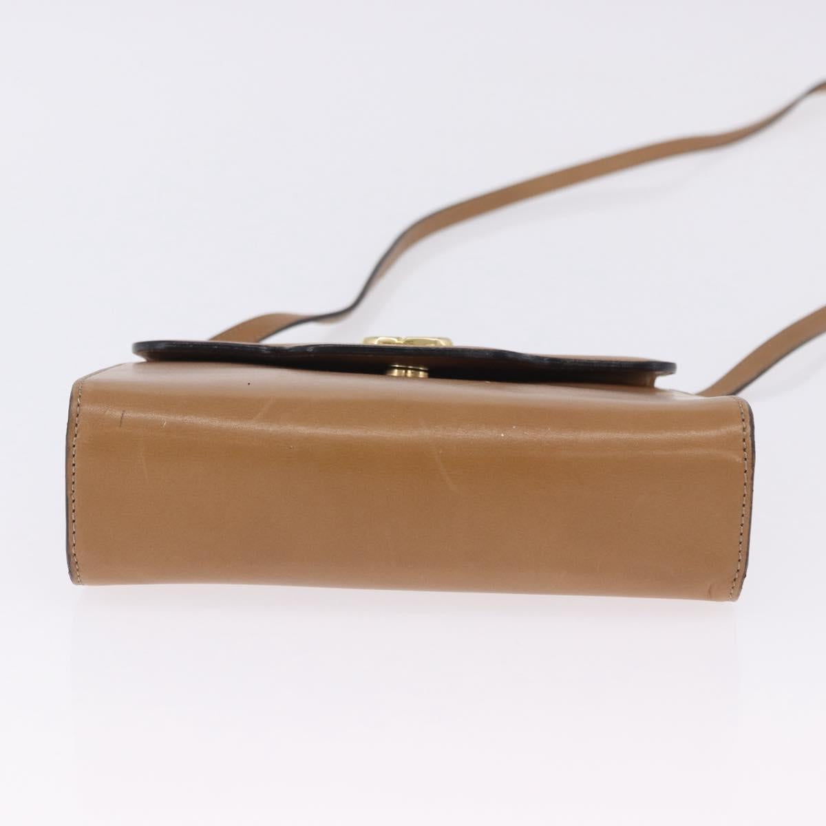 Christian Dior Shoulder Bag Leather Beige Gold Tone Auth 202162A