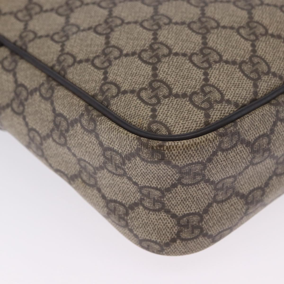 GUCCI GG Supreme Shoulder Bag PVC Beige Gold Tone 233268 Auth 202163