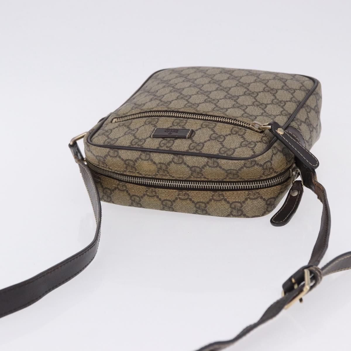 GUCCI GG Supreme Shoulder Bag PVC Beige Gold Tone 233268 Auth 202163