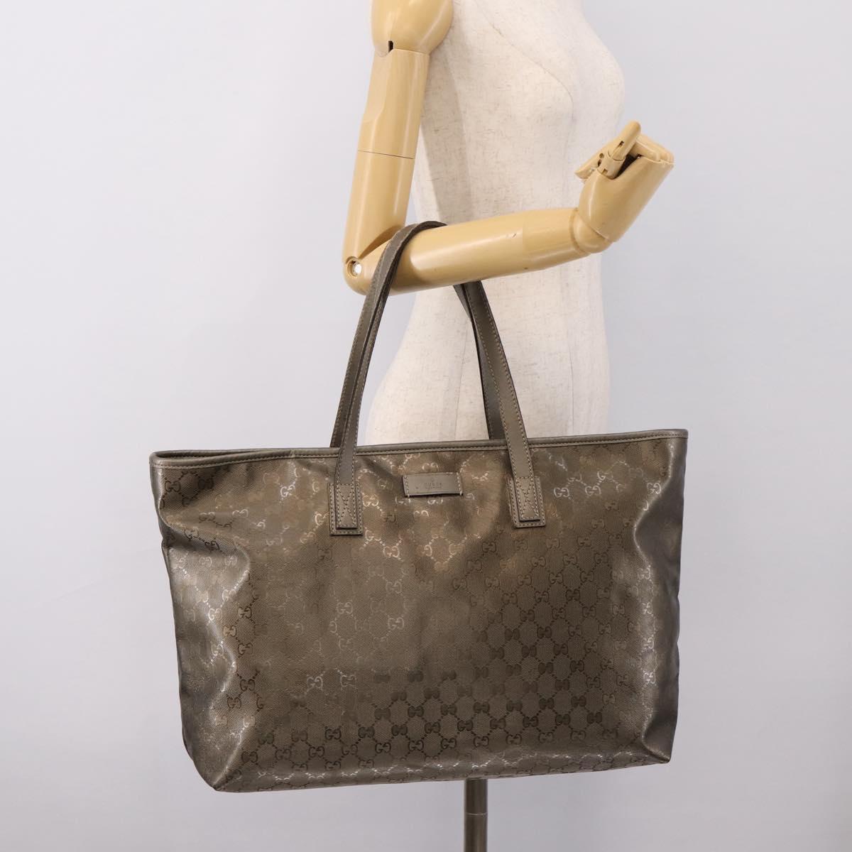 GUCCI GG Implementation Tote Bag PVC Leather Gold 211120 Auth 202165
