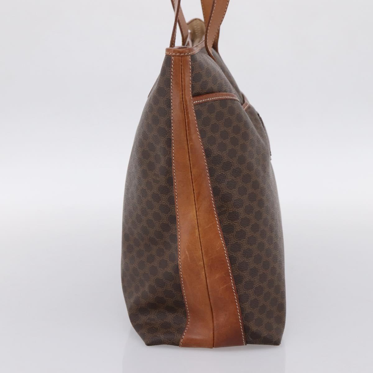 CELINE Macadam Tote Bag PVC Leather Brown Auth 202166
