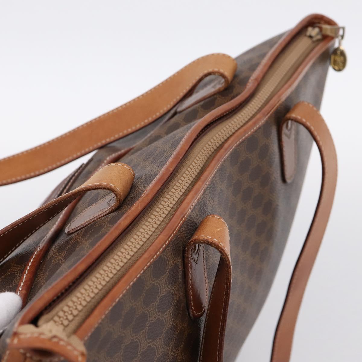 CELINE Macadam Tote Bag PVC Leather Brown Auth 202166
